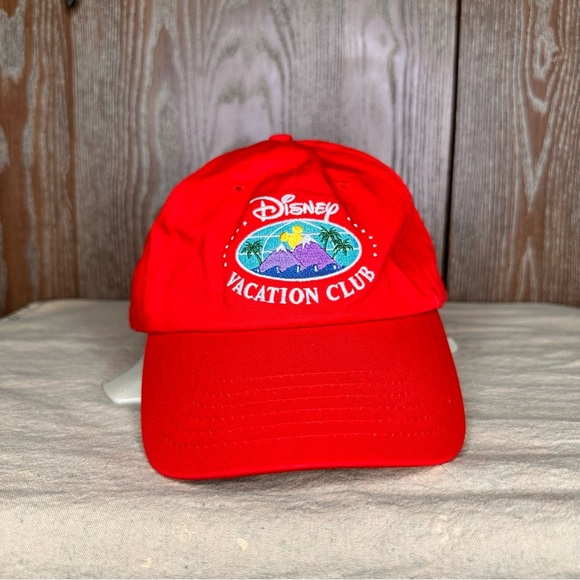 Disney Vacation Club Member Hat Embroidered Retired Logo Red Hat Adjustable Cap - Picture 1 of 7